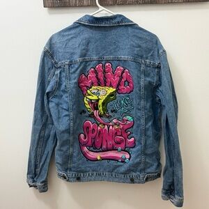 H&M Blue Denim Jacket with Graphic H&M SPONGEBOB BLUE DENIM JACKET